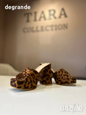 Тиара колекция представя тигрови чехли на висок ток, снимка 2 - Чехли - 50949538