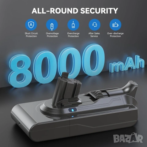 Батерия 8000mAh за Dyson V11 V15 Click-In Morpilot 25.2V с два филтъра [Нова запечатана], снимка 6 - Прахосмукачки - 54260153