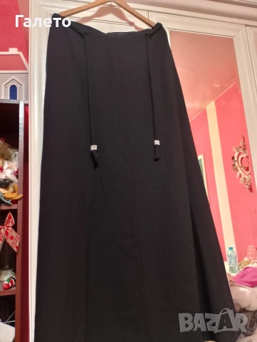 Дълга черна пола с колан с орнамент , снимка 6 - Поли - 50834496