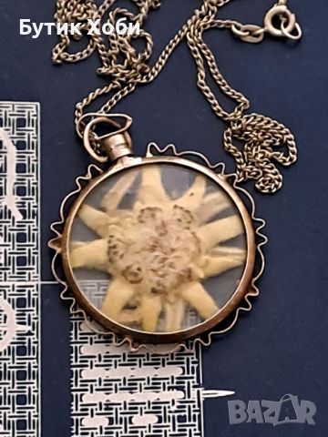 Колекционерски сребърен медальон с еделвайс, снимка 4 - Антикварни и старинни предмети - 45876130