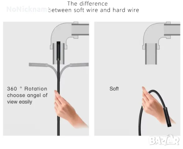 Ендоскоп с Твърд Кабел Водоустойчив Бороскоп Камера USB OTG 5.5mm 2м Hard cable, снимка 2 - Камери - 48530534