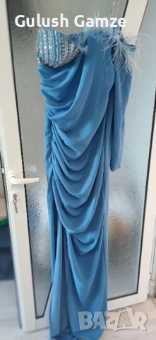 дамска дълга рокля в синьо 