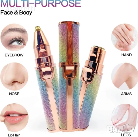 💖 Акумулаторен 2в1 Тример за Вежди и Лице (BZ-203B) – USB, LED Светлина и Безболезнено Премахване, снимка 3 - Козметика за лице - 52560648