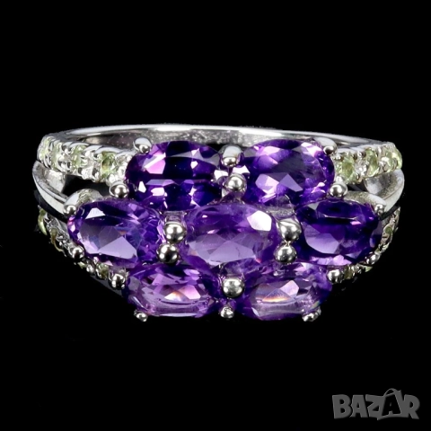 925 себърени пръстени с рубин, перидот, кианит, родолит гранат, танзанит, турмалин, снимка 16 - Пръстени - 51757015