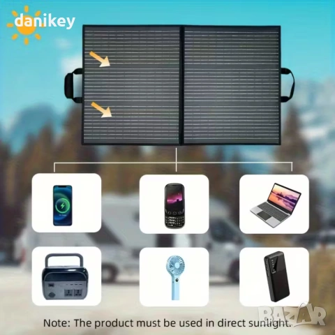 Сгъваем Соларен Панел 100W (Peak) Монокристален USB-C (DC/Type-C/MC4), снимка 4 - Къмпинг осветление - 53900000