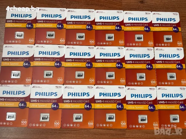 Карта памет microSD Philips 64GB, 100 MB/s, снимка 1 - Карти памет - 47392296