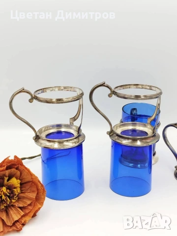 BROGGI Milano 🩵  Винтидж посребрени подстакани, снимка 6 - Чаши - 53174550