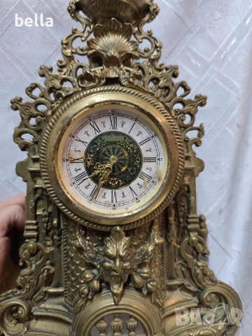 Масивен немски брoнзов  настолен часовник Рококо стил (West Germany), снимка 11 - Антикварни и старинни предмети - 53220725