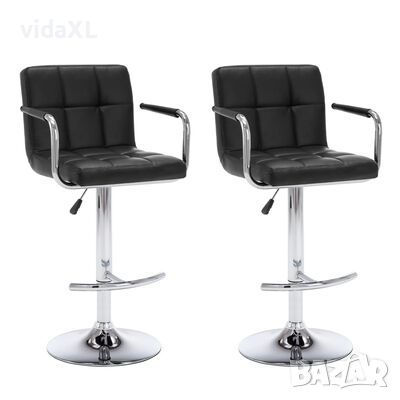 vidaXL Бар табуретки, 2 бр, черни, изкуствена кожа(SKU:323644, снимка 1 - Дивани и мека мебел - 45798195