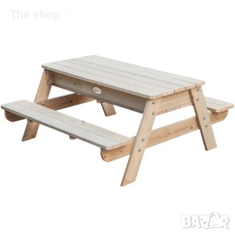 Детски дървен комплект маса с пейка за игра с пясък и вода (004)