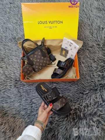 дамски чехли и чанта louis vuitton , снимка 5 - Чанти - 46936135