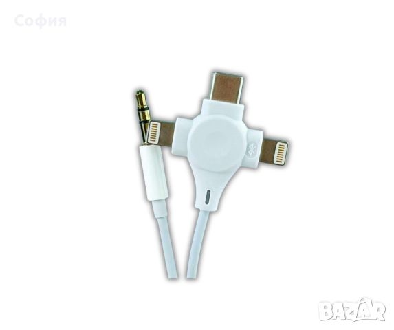 Универсален аудио кабел 3,5 mm към 2 Lightning+Type-C,Bluetooth връзка,AUX RC-008, снимка 3 - USB кабели - 45560878