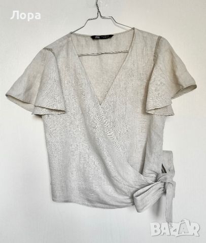 ZARA блуза 100% лен, снимка 6 - Корсети, бюстиета, топове - 46418001