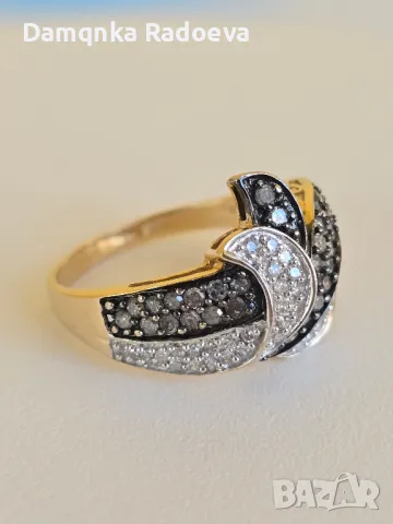 Златен пръстен със 77 Диаманта 14 карата 585, снимка 11 - Пръстени - 50296052