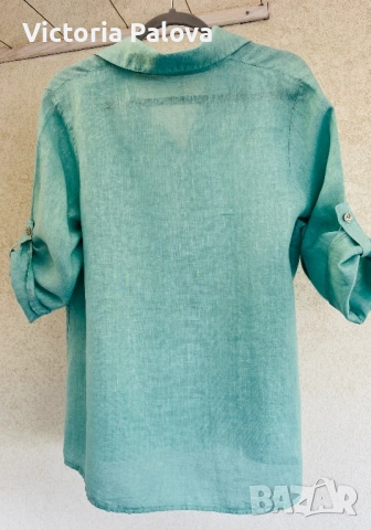 Дамска ленена риза красив цвят Ocean Air , снимка 7 - Ризи - 54152405