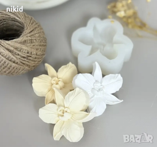 Орхидея Фаленопсис цвете среден размер дълбок силиконов молд форма фондан шоколад гипс смола сапун, снимка 3 - Форми - 52808682