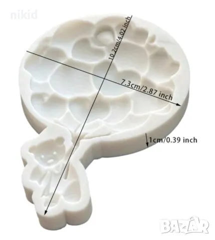 2 вида мече с голяма връзка балони силиконов молд форма фондан шоколад гипс пано декор, снимка 6 - Форми - 49839477