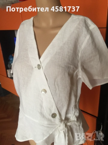 Ленена блуза тип сако H&M (нова, с етикет), размер 44, снимка 3 - Корсети, бюстиета, топове - 51742165