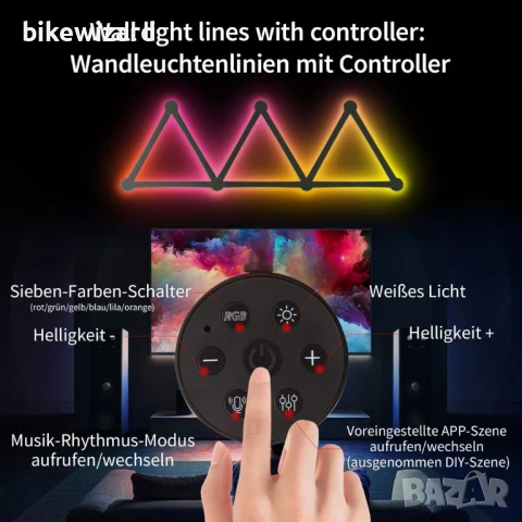 Интелигентни WiFi стенни лампи elice, пакет от 6, синхронизиране на музика, многоцветни НОВА, снимка 2 - Други - 50587763