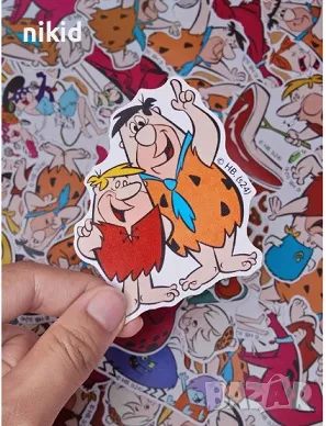 50 бр Семейство Флинстоун Flintstones самозалепващи лепенки стикери за украса декор картонена торта, снимка 3 - Други - 46983397