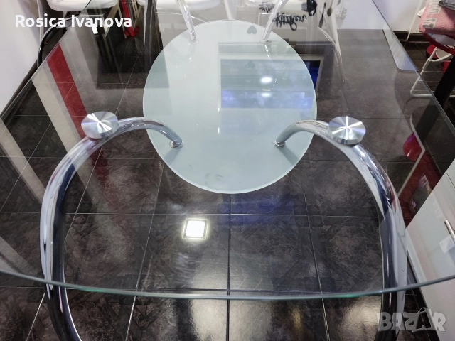 Стъклена трапезна маса 120/70, снимка 2 - Маси - 52764047