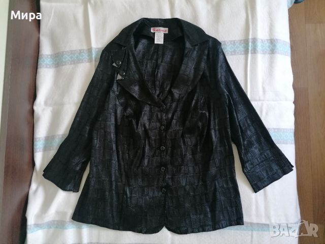 Елегантна черна блуза с 3/4 ръкав, снимка 1 - Ризи - 46399226