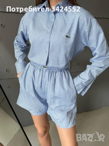 Дамски комплект къси панталони +риза 