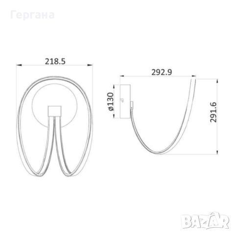 LED аплик за стена 20W, IP20, 4000 K, снимка 2 - Лед осветление - 46684385