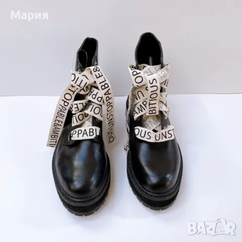 Кожени боти / кубинки ZARA, снимка 1 - Дамски боти - 47122050