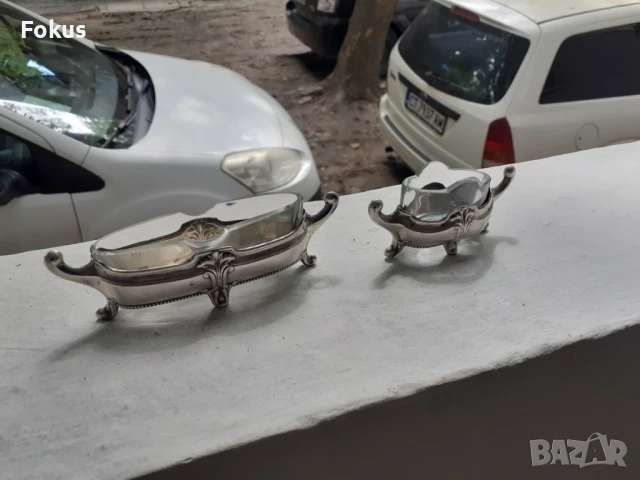 Две малки стари антикварни сребърни съдчета за хайвер, снимка 3 - Антикварни и старинни предмети - 50966231