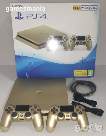 [ps4] Изцяло Обслужен Пълен Комплект Playstation 4 Slim GOLD, снимка 1 - PlayStation конзоли - 48590427