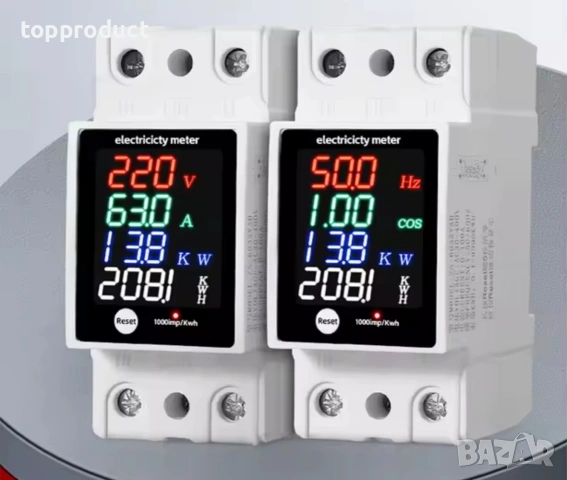 6 в 1 Контролен електромер, ватметър, волтметър, амперметър 80А
