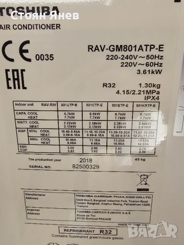 Климатик Toshiba RAV-GM801ATP-E - 7 KW - 24,000 BTU - нов, снимка 2 - Други машини и части - 45089544