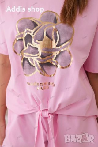 Нов дамски комплект блуза с щампа punto + къси панталонки, 3цвята , снимка 14 - Комплекти - 45575916