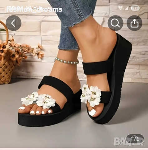 Чехли на платформа с 3D цветя