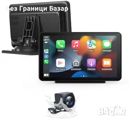 Нов 7" Безжичен CarPlay/Android Auto дисплей + камера за заден ход кола, снимка 1 - Друга електроника - 49537097