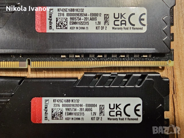 2X16GB 32GB DDR4 2666Mhz Kingston Fury Beast Black RAM памет | CL16 | 16-18-18-39 1.2V, снимка 3 - RAM памет - 53498217