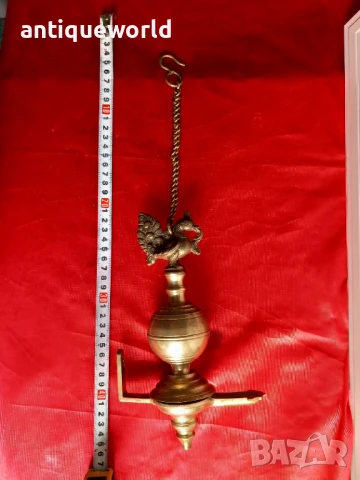 Рядка Голяма Стара Бронзова МАСЛЕНА Лампа, снимка 5 - Антикварни и старинни предмети - 51211604