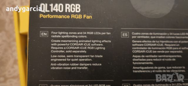 Corsair iCUE QL140 RGB 140mm PWM black светещ вентилатор с 4 зони, чисто нов, снимка 3 - Други - 45448640