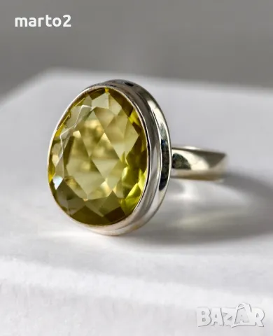 Прекрасен Сребърен 925 Пръстен с Натурален Цитрин, снимка 3 - Пръстени - 49875058