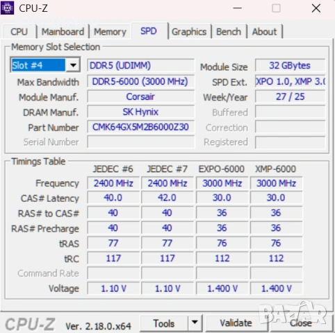 Corsair VENGEANCE 64GB (2x32GB) DDR5 6000MHz CL30 XMP/EXPO като нова, снимка 7 - RAM памет - 54253708