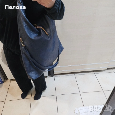 тъмно синя и черна чанта,тип торба, снимка 7 - Чанти - 54017369