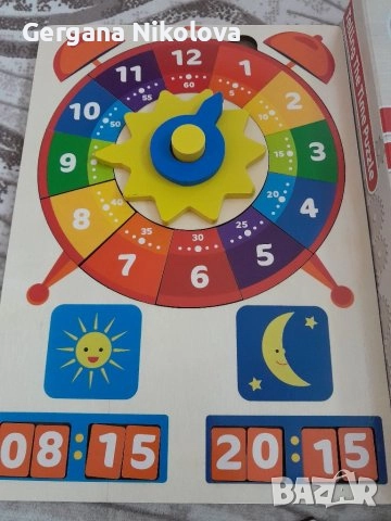 Детски играчки,дървена игра часовник 
