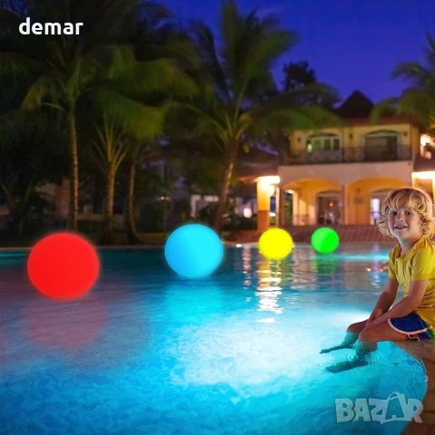Hawofly 2 броя плаващи LED светлини за басейн, соларни надуваеми топки, 16 цвята, дистанционно, снимка 7 - Соларни лампи - 50925438
