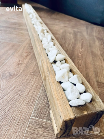 🌿 Уникална декоративна ваза – ръчна изработка от дърво и камък, снимка 2 - Други - 34785024