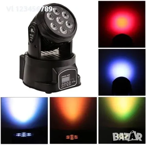 Диско прожектор 7 led mini moving head лед с въртяща се глава, снимка 3 - Други - 48667136