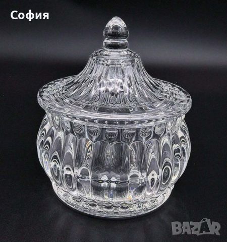 Стъклена захарница с капак, снимка 3 - Аксесоари за кухня - 46204982