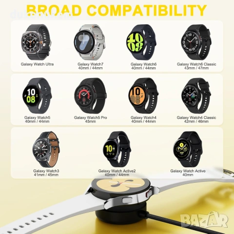 2 броя Зарядно за Samsung Galaxy Watch – USB-C, магнитно, снимка 6 - Смарт гривни - 53083002