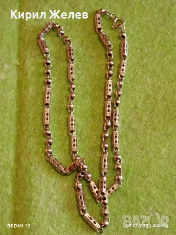 Винтидж сребърен ланец плетка тип БАРЕЛ елегантен стилен дизайн 20972, снимка 7 - Колиета, медальони, синджири - 52924875