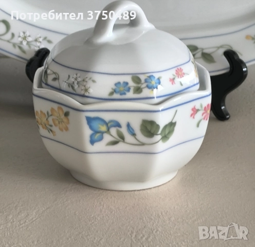 Плато и захарница с нежен флорален декор, снимка 3 - Аксесоари за кухня - 52211879